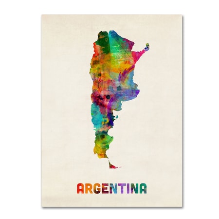 Michael Tompsett 'Argentina Watercolor Map' Canvas Art,35x47